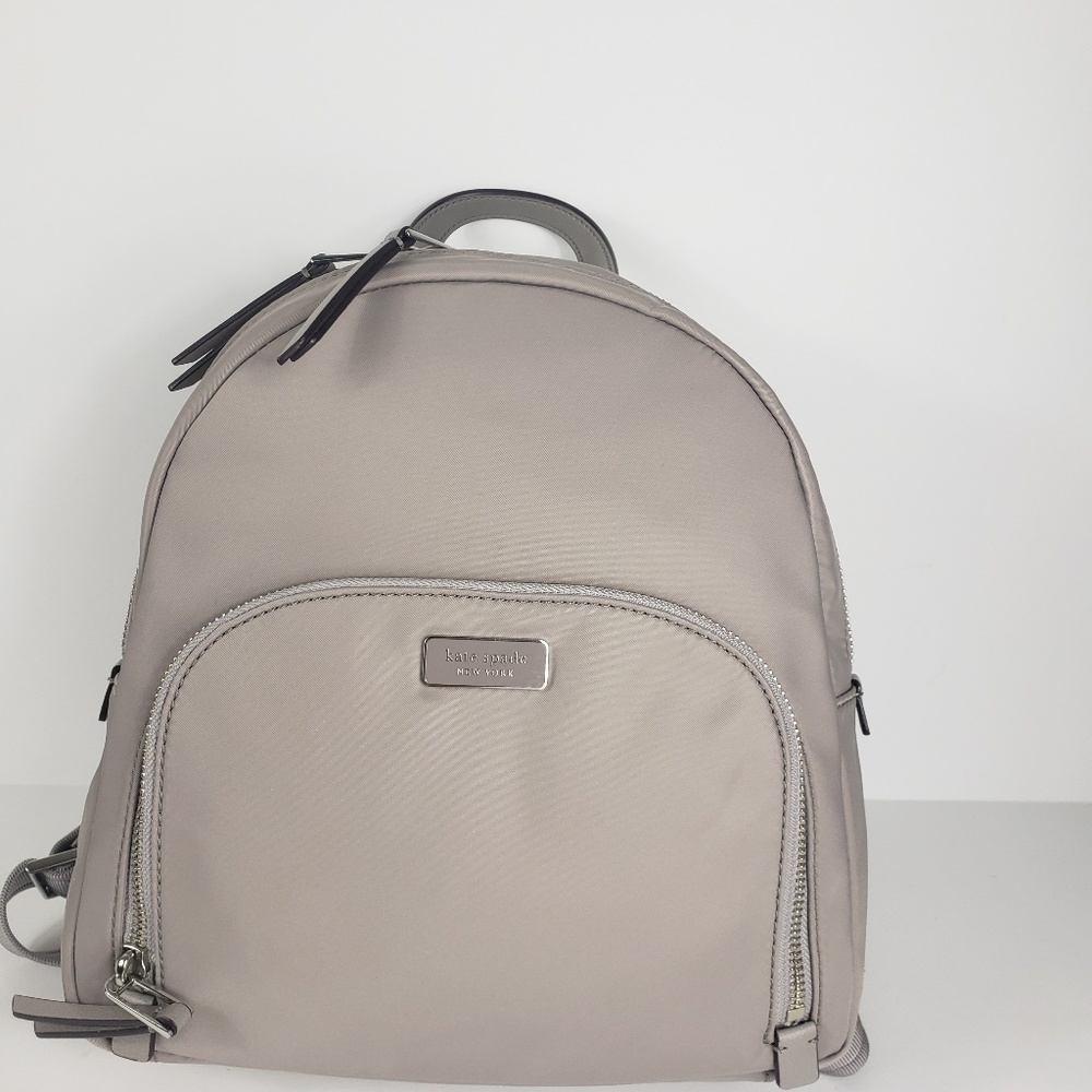 Kate Spade Dawn Gray Nylon Backpack Soft Taupe - Picture 2 of 8